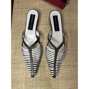 Nine West Studio Size 7M Leather Kitten Heels Slip On Mules Y2K